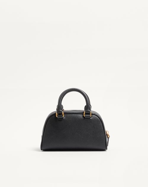 Valentino Garavani - Mini Vlogo Signature Bowling Bag In Grainy Calfskin - Black - Woman - Top Handle Bags